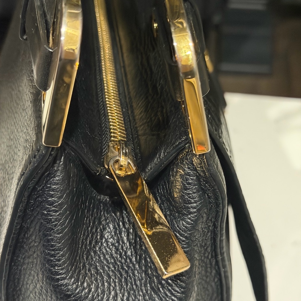 Michael Kors Collection Black Crocodile-Embossed Satchel - Picture 12 of 12